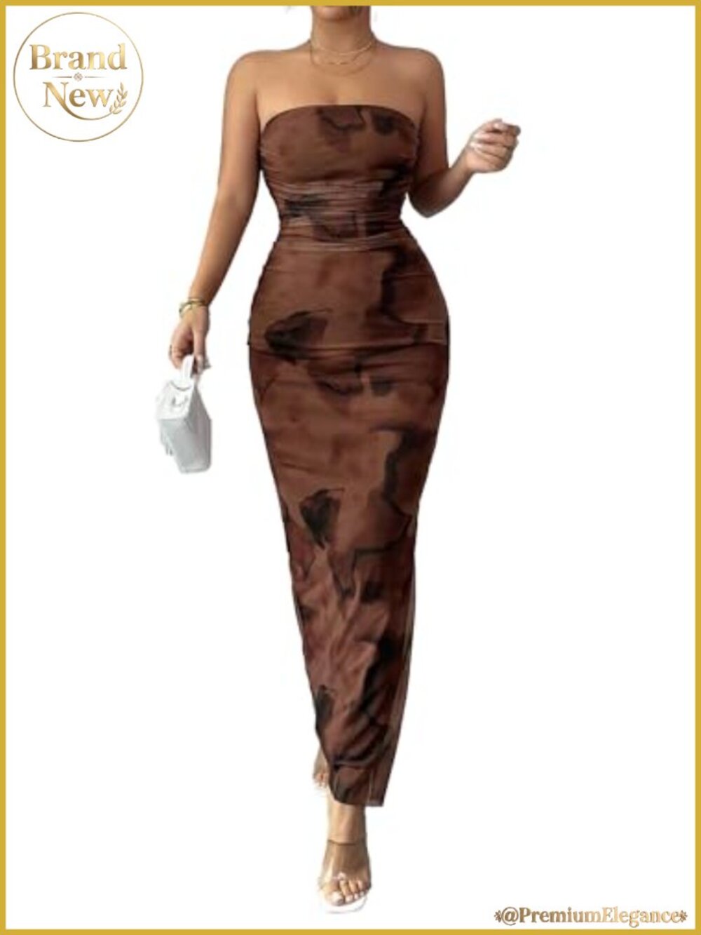 Women's Strapless Bodycon Maxi Tube Top Dress Floral Beach Vacation